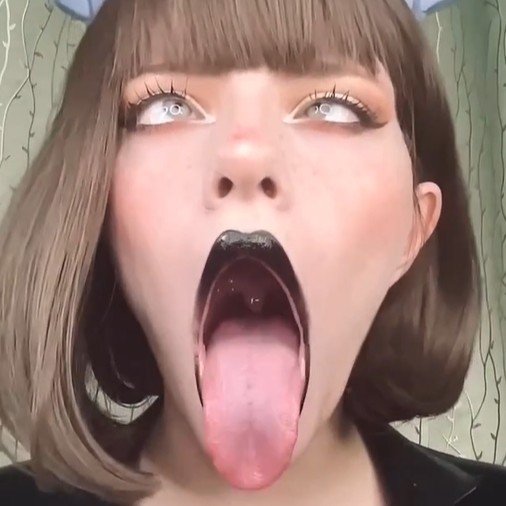 Black lipstick ahegao face